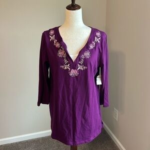 White Stag Size Medium Split Neck Top New with Tags